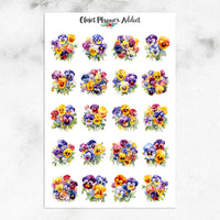 Watercolour Pansies Planner Stickers by Closet Planner Addict (S-725)