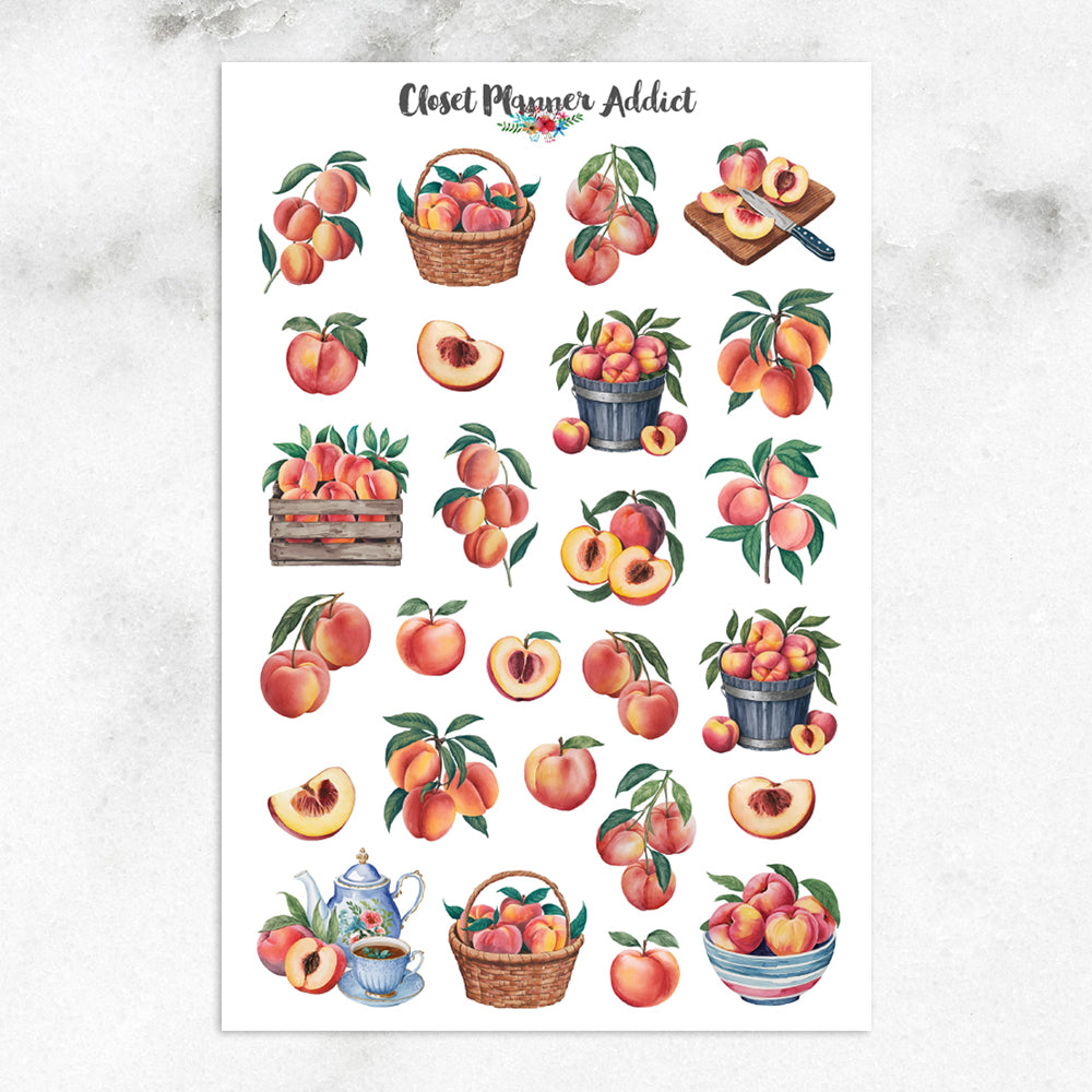 Watercolour Peaches Planner Stickers by Closet Planner Addict (S-732)