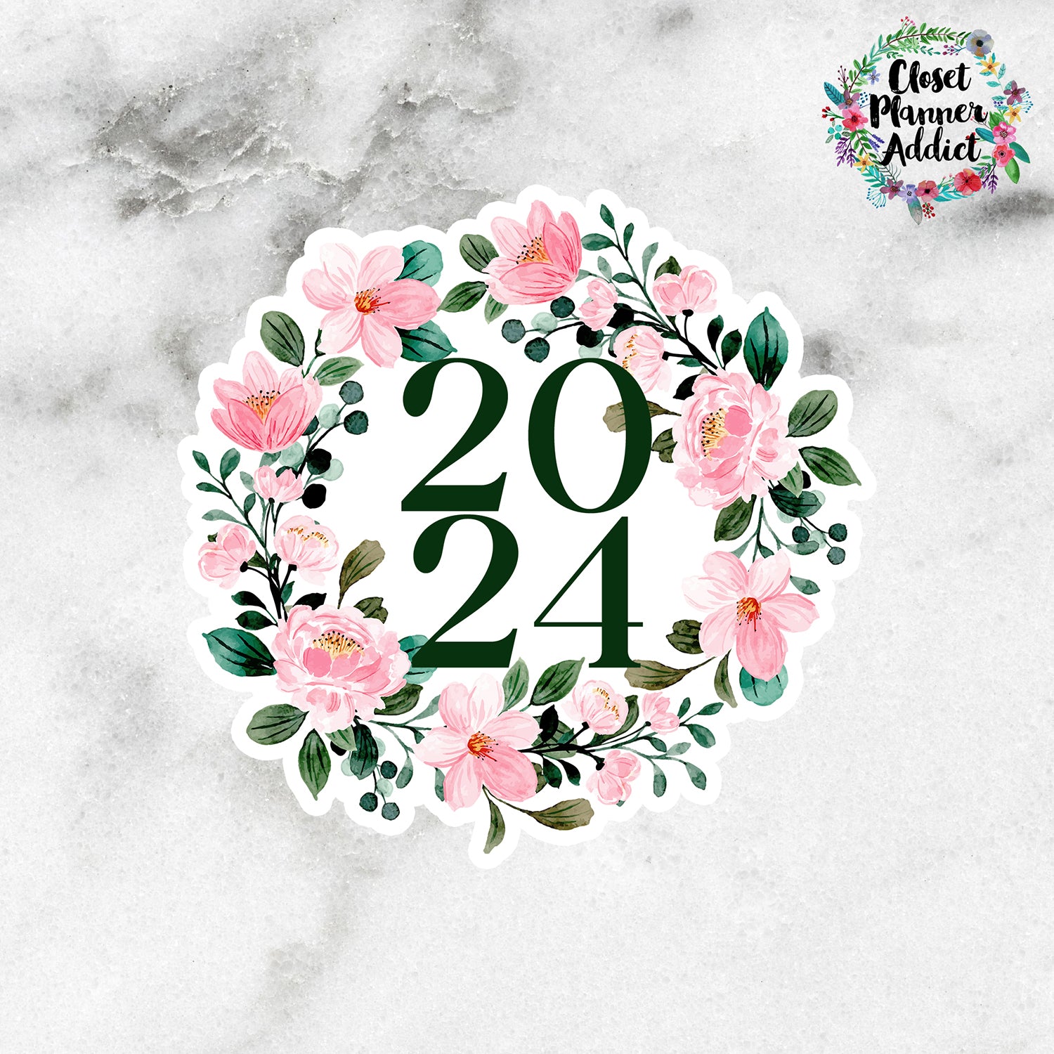 2024 Die Cut Sticker Pink Green Florals DC 040 Closet Planner Addict   Dc 040 Final 