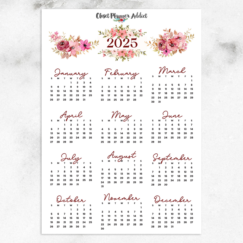 2025 Calendar Planner Stickers | Peach Florals (FP-050)