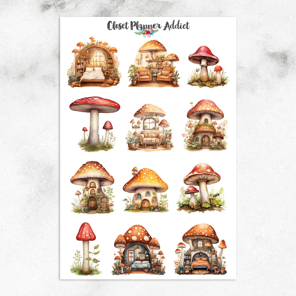 Woodland Mushroom Homes Planner Stickers (MGB-OCT2023)